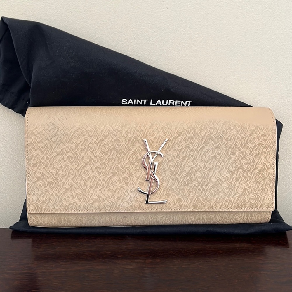 YSL nude clutch and dust bag